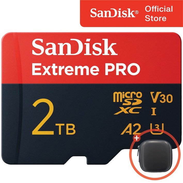 샌디스크 익스트림 프로 마이크로 SD 카드 메모리 케이스, 2TB, 1개 샌디스크 익스트림 프로 마이크로 SD 카드 메모리 케이스, 2TB, 1개