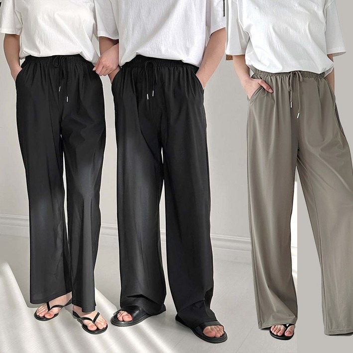 쿨썸 남여공용 구김없는 여름 아이스 와이드 밴딩 팬츠 슬랙스