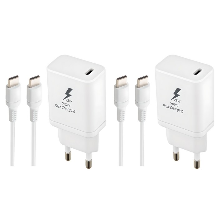 지파워 PD25W C타입 초고속 충전기  케이블 세트, 화이트, 2세트