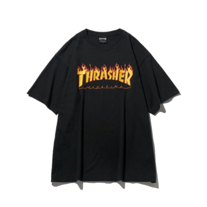 트래셔 THRASHER 플레임 반팔 티셔츠 블랙 매장정품
