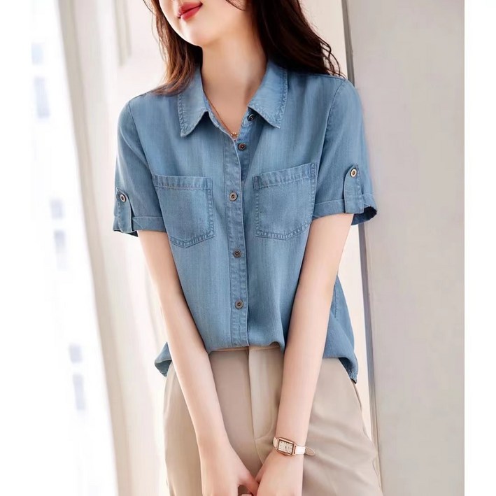 비아이와이 여성 봄 여름 신상 패션 캐주얼 루즈핏 청 셔츠 DH701