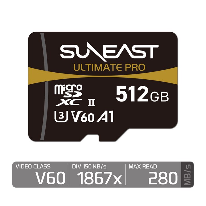 선이스트 정품 얼티메이트 프로 마이크로SD V60 512 GB 기가 블랙박스 드론 핸드폰