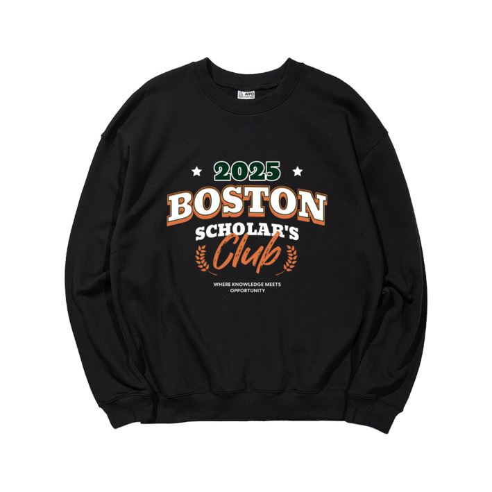 AiYO 2025보스턴 맨투맨 편한 라운드 프린트 레터링 코디 외출 간절기 긴팔티 MTA001