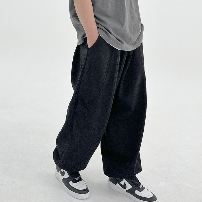 에스티오[기모추가][합포원단] 절개조거 트레이닝 와이드 트레이닝 남자추리닝팬츠 오버핏