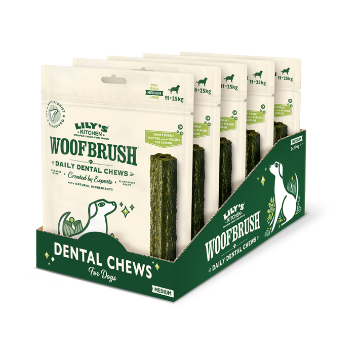 LK 릴리스키친 우프브러쉬 미디움 강아지 비건 치석제거껌 입냄새 예방 덴탈껌, 5개, 196g, 해조류