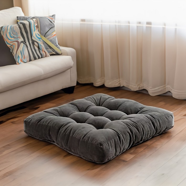 대형방석55X55 두꺼운방석 원형 사각 키높이 등받이 빅사이즈 큰방석, 사각차콜