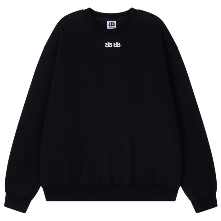 시그니처 베이직 로고 오버핏 기모 스웻셔츠 블랙