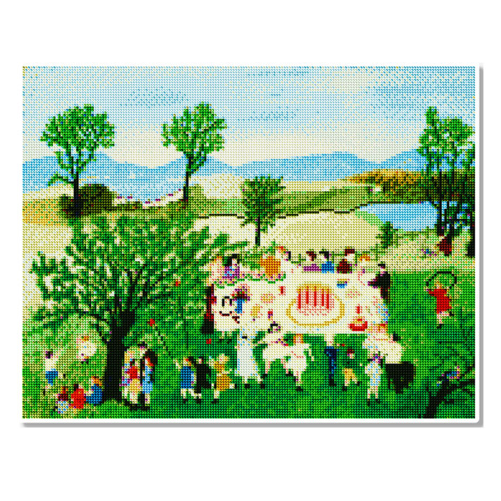 모모픽스페인팅 캔버스 액자 보석십자수 40 x 50 cm, 그랜드마 모지스 생일케이크DJ05, 1개 모모픽스페인팅 캔버스 액자 보석십자수 40 x 50 cm, 그랜드마 모지스 생일케이크DJ05, 1개