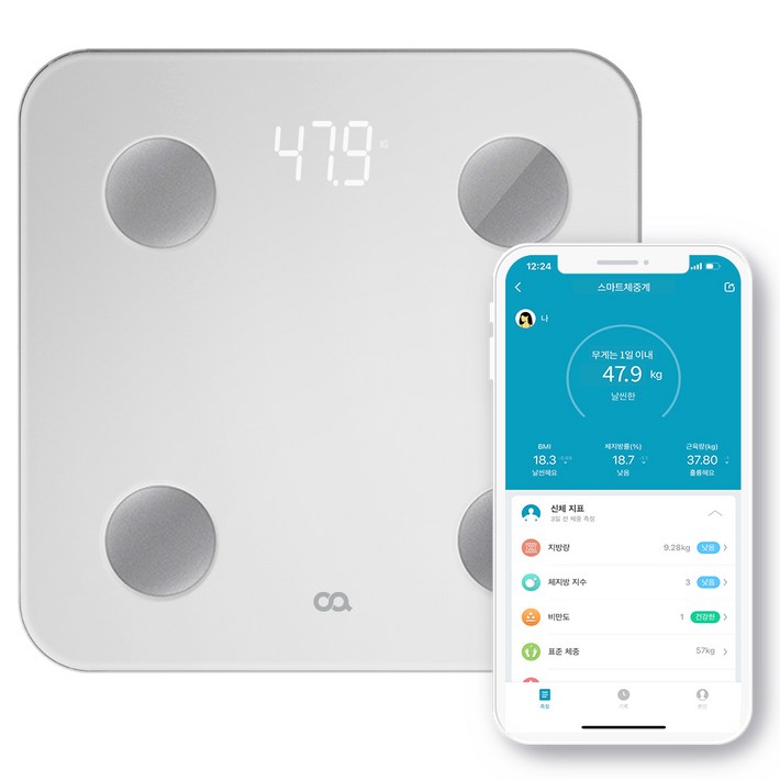 오아 스마트 체중계, OWM001WH, 화이트, 1개