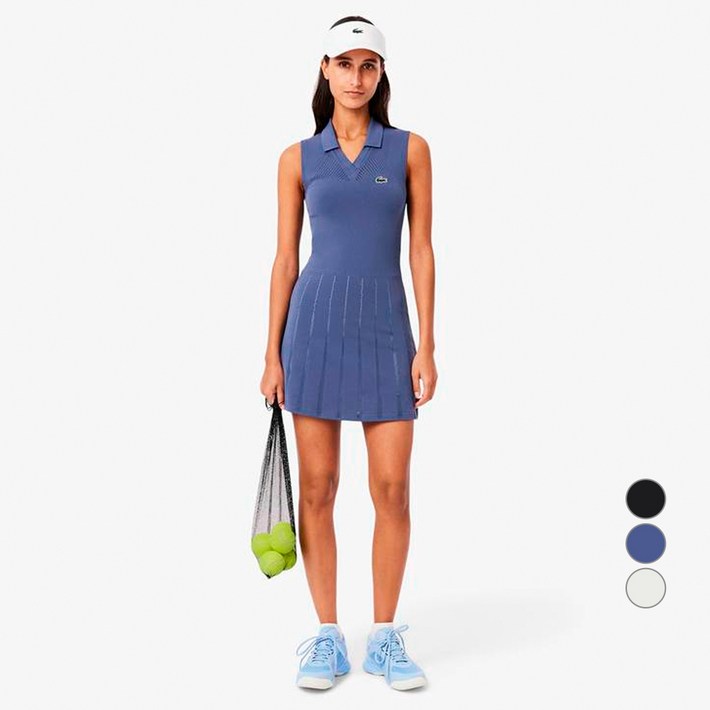 라코스테 여성용 테니스 슬리브리스 플리츠 드레스
