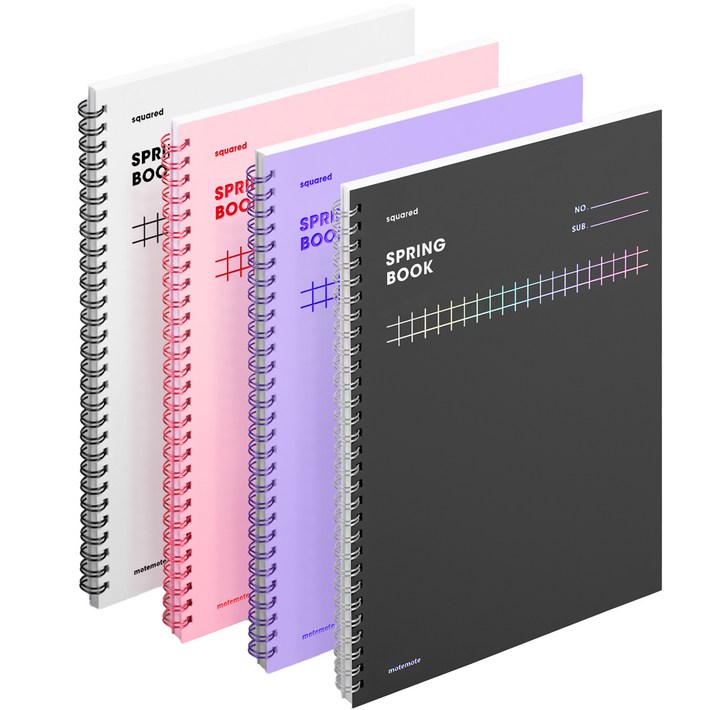 모트모트 두꺼운 스퀘어드 컬러칩 노트 4종 세트, white, rose quartz, violet, dark horse, 1세트 모트모트 두꺼운 스퀘어드 컬러칩 노트 4종 세트, white, rose quartz, violet, dark horse, 1세트