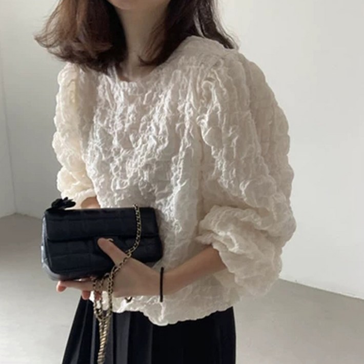 아뗄릭 빅사이즈 버블 주름 벌룬 블라우스 14544 아뗄릭 빅사이즈 버블 주름 벌룬 블라우스 14544