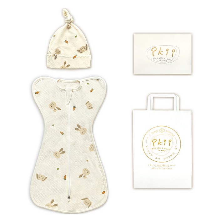 이키 유아용 오가닉 스와들 세트 S  선물박스  쇼핑백