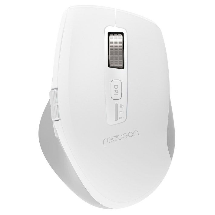 레드빈 퀀텀 무한 휠 스크롤 블루투스 C타입 충전식 무소음 세미 버티컬 무선마우스, 퓨어화이트, A59RWT