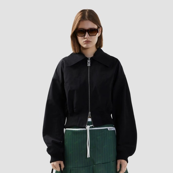 GCDS 여성용 라운지 로고 나일론 크롭 자켓 DKOBA21050