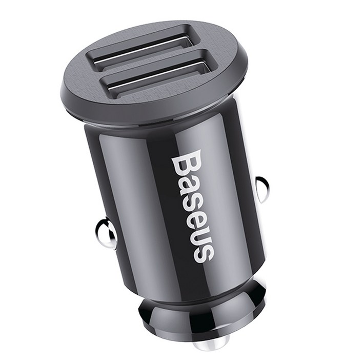 베이스어스 듀얼 충전 3.1A 스마트 차량용 고속 충전기, Baseus Grain Car Charger Dual USB 5V 3.1A Cluster Black, 블랙 베이스어스 듀얼 충전 3.1A 스마트 차량용 고속 충전기, Baseus Grain Car Charger Dual USB 5V 3.1A Cluster Black, 블랙