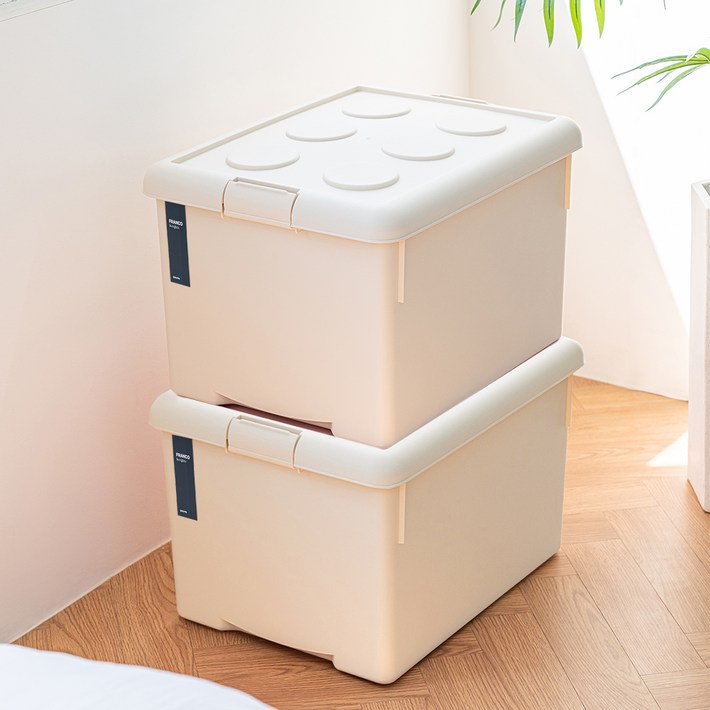 프랑코홈 국내 제조 리빙박스, 베이지, 62L, 2개