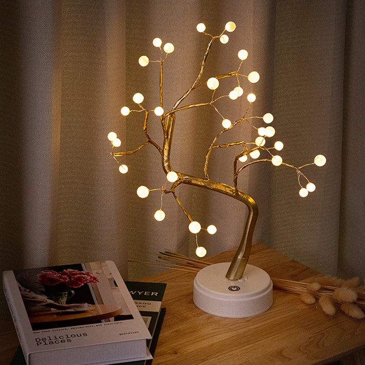 [쿠팡수입] LED 미니 나무 무드등, 혼합색상