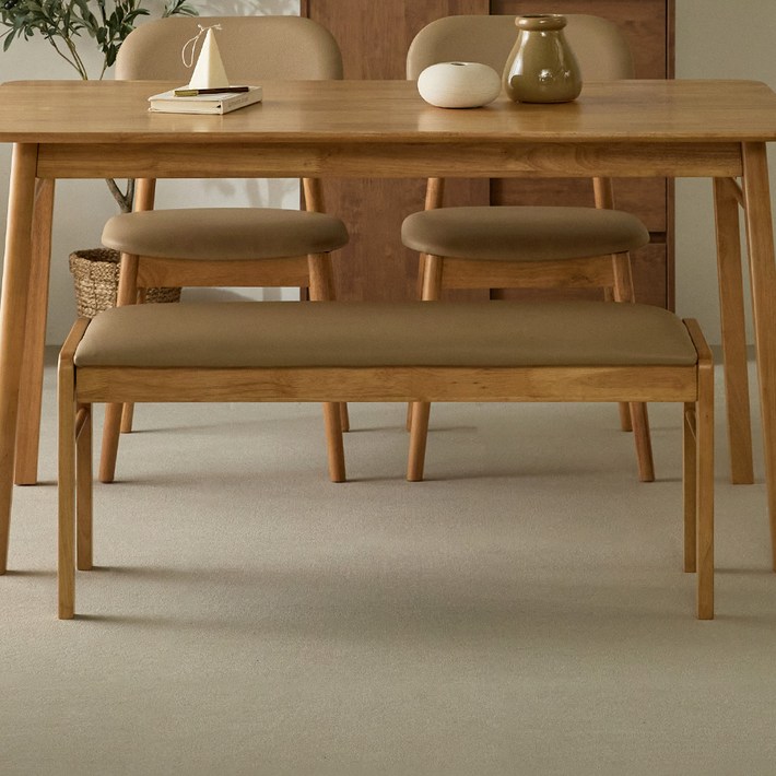 코린 원목식탁 4인용 1400  의자2p  벤치 세트 방문설치, 내추럴, 일반 2  벤치 1