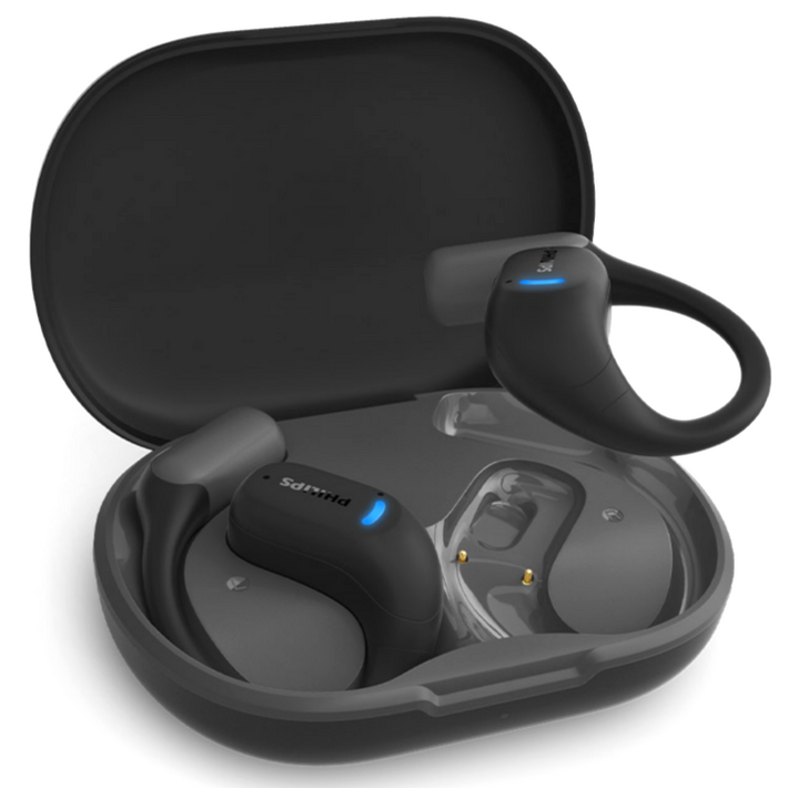 필립스 Hi-Fi ENC 노이즈캔슬링 무선 오픈 귀걸이형 블루투스 5.4 이어폰, TAA6709, 다크그레이, 28시간, 방수가능