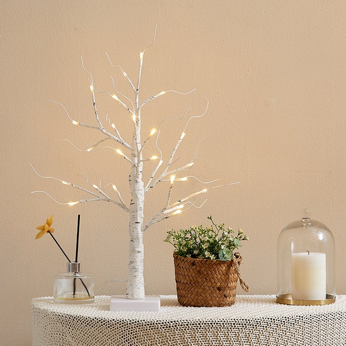 하우쎈스 크리스마스 LED 자작나무 트리 인테리어조명, 화이트