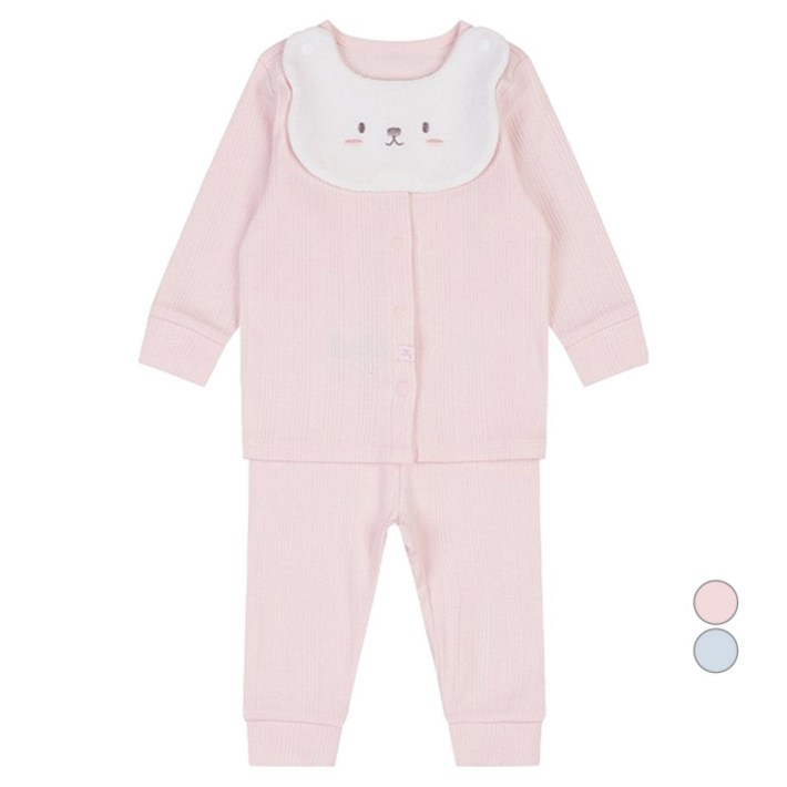 아가방 유아용 모크 슬림 오픈 내의 상하  턱받이 세트 01R517602