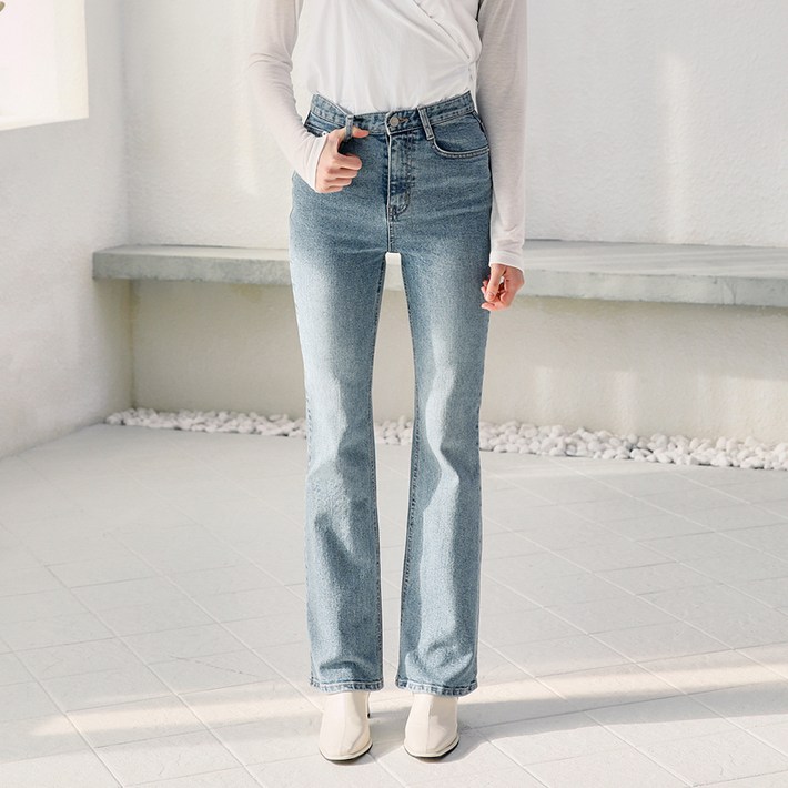 와르 여성용 세미 부츠컷 데님 팬츠
