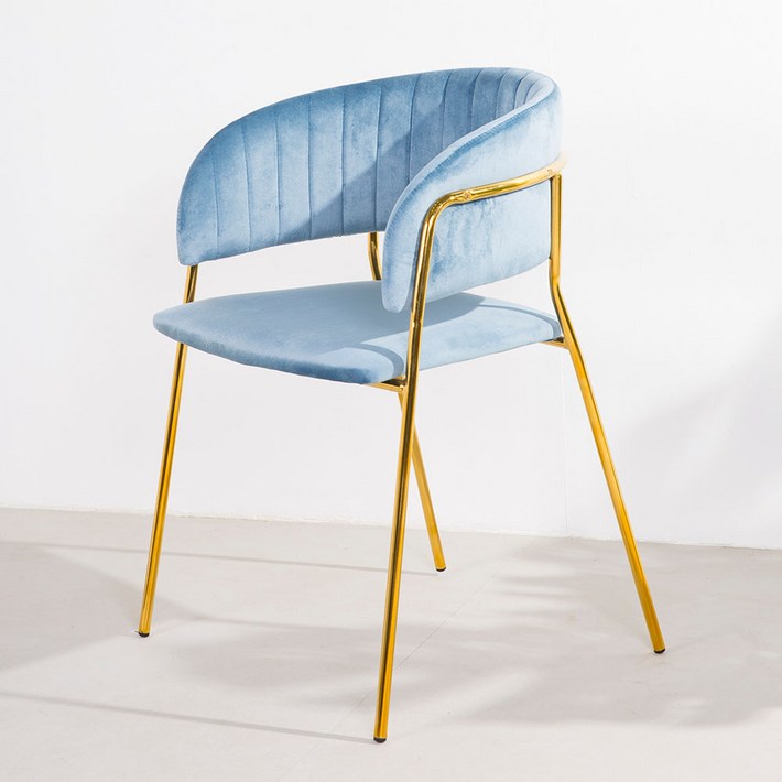 가구느낌 골드 벨벳 퀼팅 인테리어 체어 2p