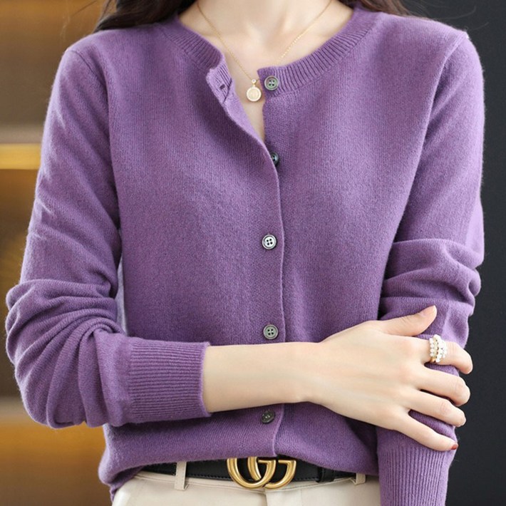 메이첼 여성용 레이나 라운드넥 니트 베이직 가디건 10837