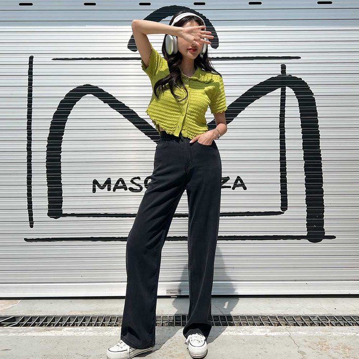 피핀 여성용 숏중롱 썸머 텐셀 밴딩 와이드 데님 710028