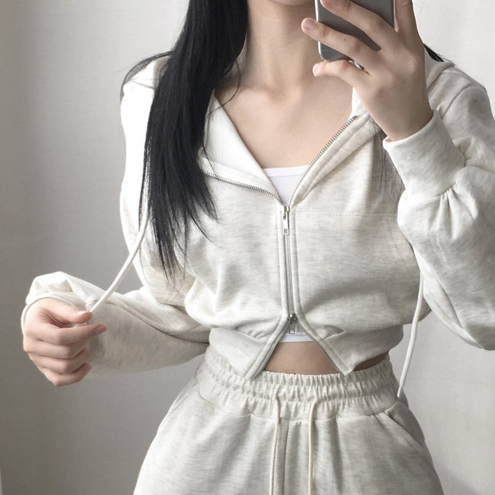 스타일업 크롭 후드 집업 투웨이 크롭집업 4color