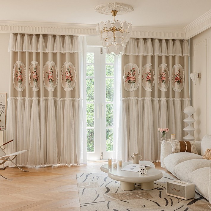 암막 이중 커튼 거실용 고밀도 원단 11 대형 창문 봉 미포함 방한 방풍