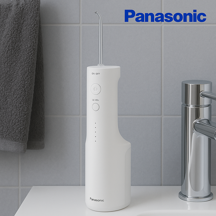 파나소닉 초음파 충전식 구강세정기 휴대용 무선 치아 물치실 칫솔 치간 세척기 EWDJ66, 화이트