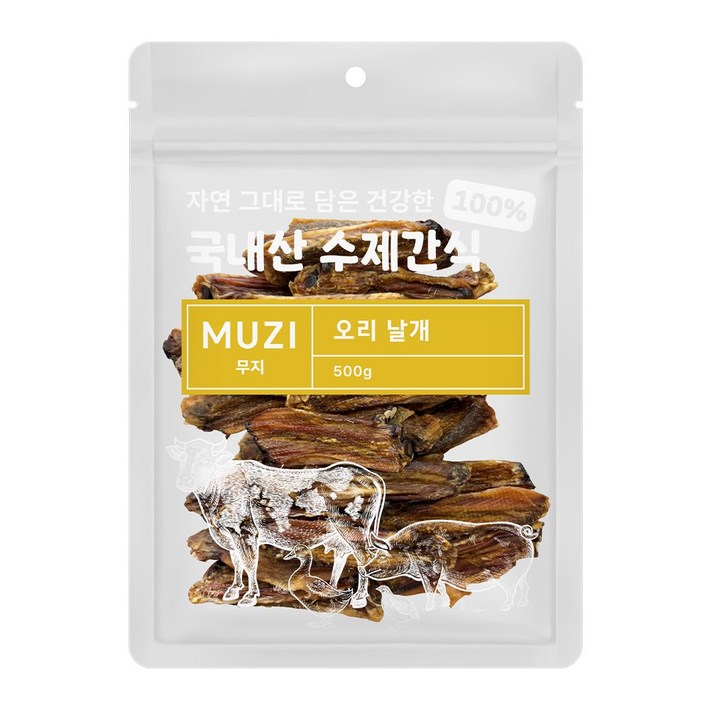 MUZI 무지 강아지 간식, 1개, 500g, 오리날개