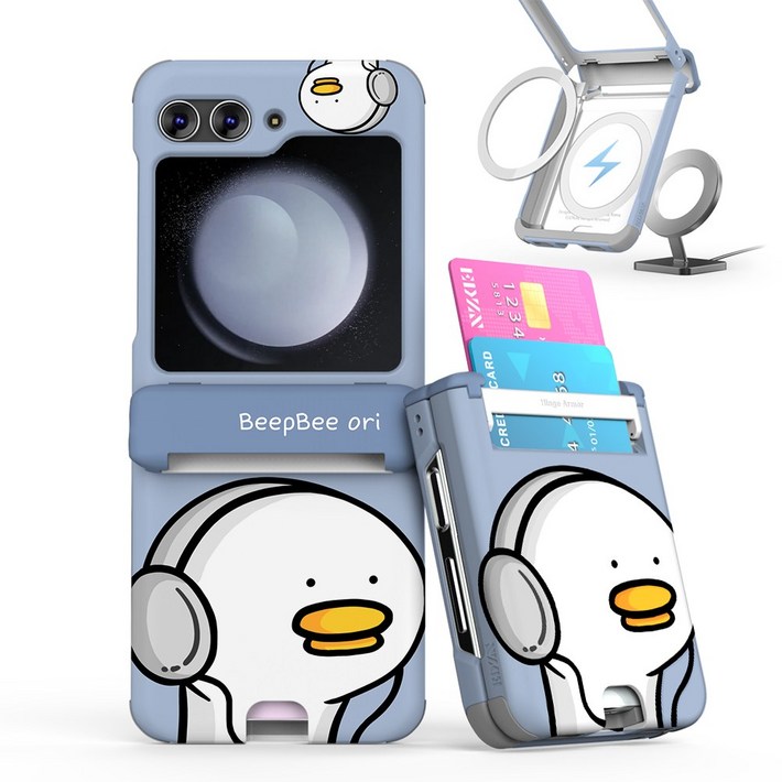 이디즌 갤럭시 Z플립 5  Z플립 6 케이스 맥세이프 컬러 삐삐오리 귀여운 디자인 슬림 카드 2장 수납 힌지보호 충격방지 지플립5 지플립6