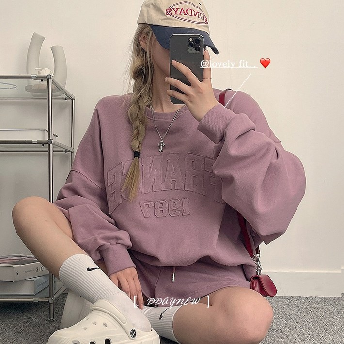 디데이뉴 SET 피그먼트 1987 오버핏 맨투맨반바지 트레이닝 쭈리 세트 3color