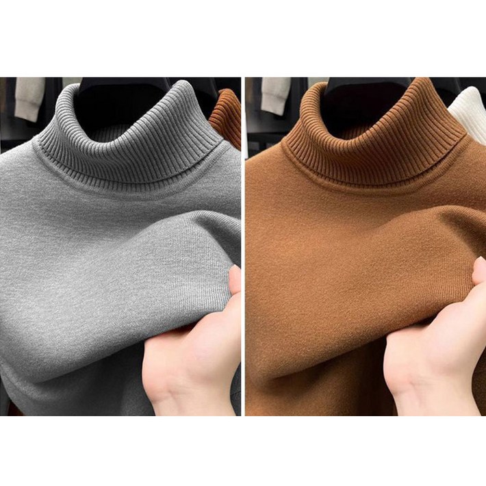 11 남성 목폴라 니트 스웨터 캐주얼 가을 겨울 도톰 풀오버 상의 루즈핏 터틀넥 니트 긴팔티 심플 데일리 남자 일체형 기모 스웨터 CY