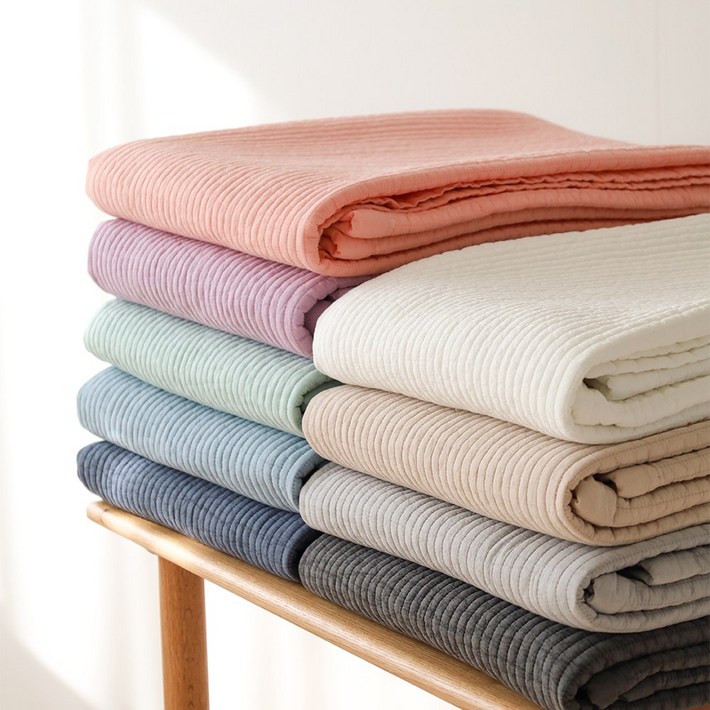 온도 60수 순면 피그먼트 줄누빔 이불 겸 패드 9color, 화이트