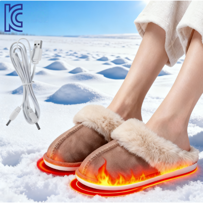 발열 슬리퍼 발 찜질기 세탁가능 털슬리퍼 온열 방한신발 사무실 발난로 거실화 230  270