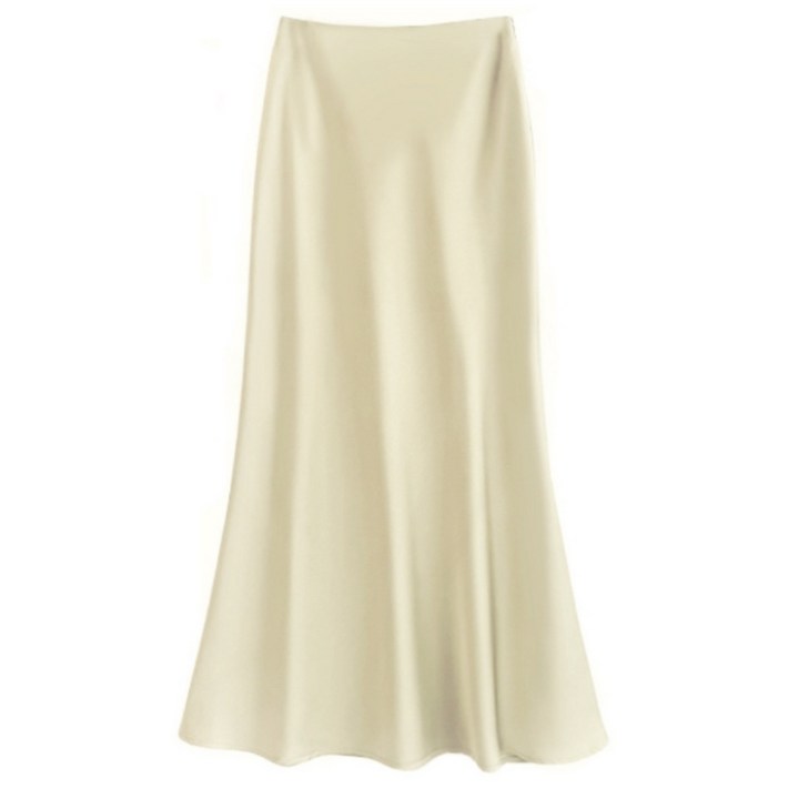 아비토브랜드 2025 여성 고광택 실크 새틴 머메이드 밴딩 롱스커트