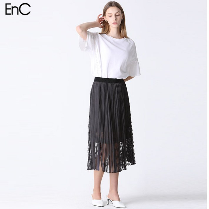 EnC 고혹 밴딩 플리츠 스커트 택가격 169000원