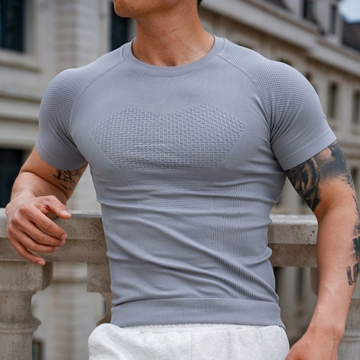 남성 짐웨어 머슬핏반팔티 헬스 운동 쫄티 프리미엄스판원단