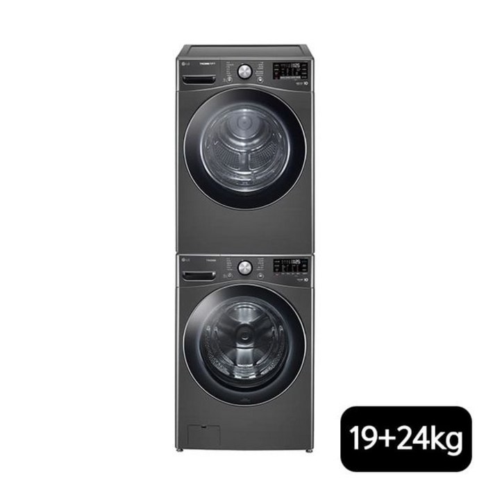 LG전자 LG 트롬 블랙 건조기 19kg(RH19KTAN)+24kg 세탁기(F24KDAP), 단일옵션 20230327