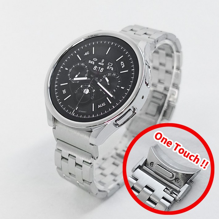 스트랩맨 갤럭시워치6 5 4 원터치 풀세트 심플 쥬빌레 메탈 스트랩케이스강화유리 40mm 44mm 클래식 47mm 43mm 프로 정품 호환