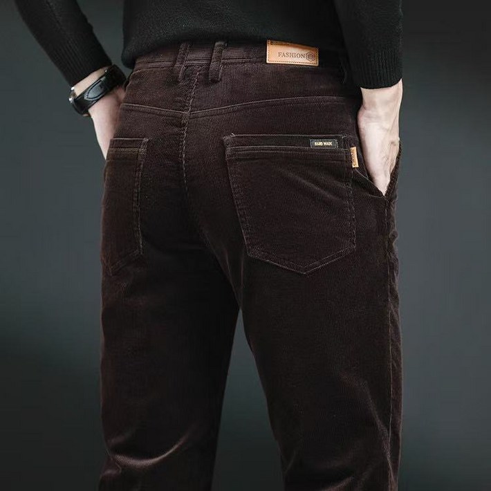 남성 가을 겨울 골덴 편안한 일자 팬츠