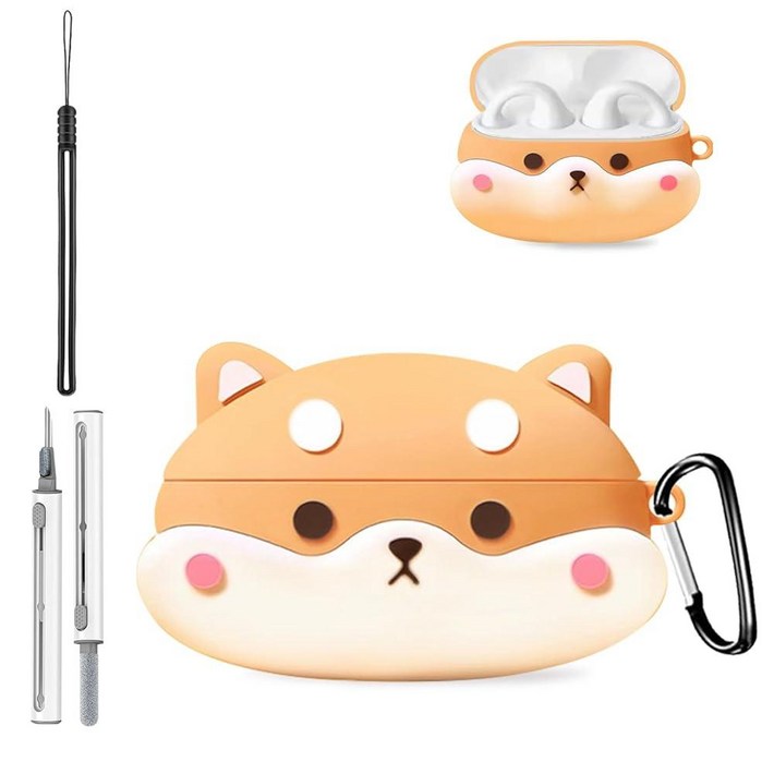 Sony Ambie AM-TW02용 케이스 커버, 귀여운 만화 3D 재미있는 강아지 보호 실리콘 스킨 커버, Ambie AM-TW02용, 키체인 및 랜야드 및 클리너 키트 포함