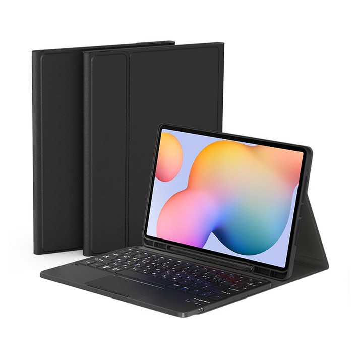데이웍스 갤럭시탭 S6 Lite 블루투스 터치패드 키보드 케이스 DNTKAS10T 교육청 디벗 학교 태블릿 케이스, 블랙