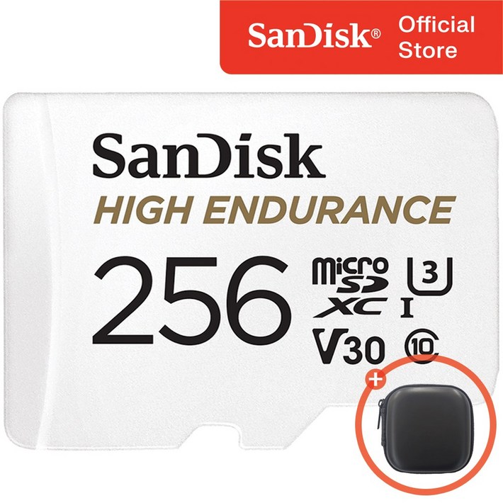 샌디스크 High Endurance 블랙박스 마이크로 SD 카드  메모리 케이스, 256GB, 1개