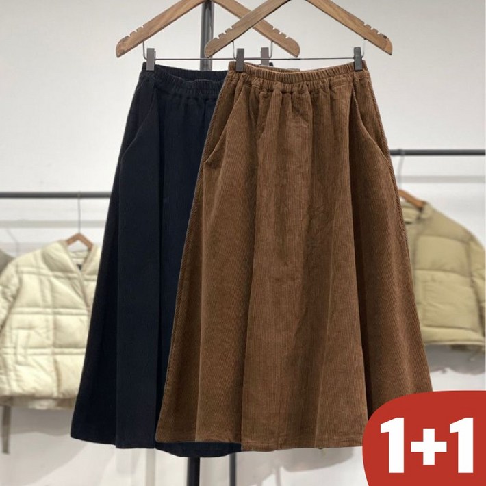 25년 신상 80kg까지 빅사이즈 11 여성 기모 하이웨이스트 밴딩 빈티지 골덴 스커트 가을 겨울 편한 고급 심플 우아한 찰랑 여성스러운 분위기 디자인 심플 a라인 스커트