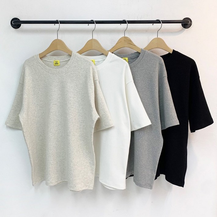 여자 피치 기모 무지 이너 오버핏 반팔 티셔츠 4488